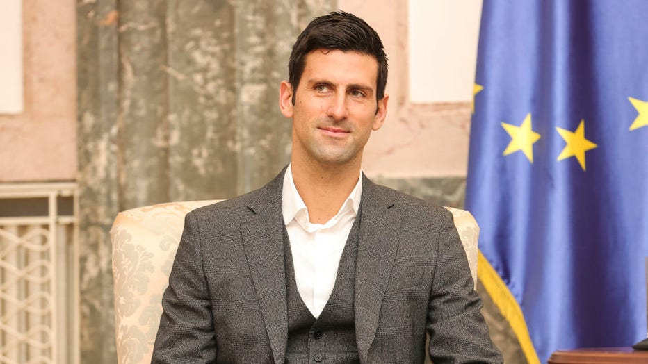 Novak Djokovic Meets Serbian President Aleksandar Vucic At Andricev Venac In Belgrade