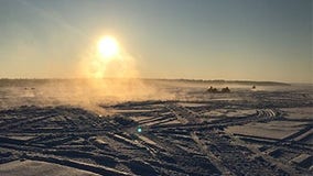 Michigan anglers safe after ice-fishing shanty blown across Saginaw Bay