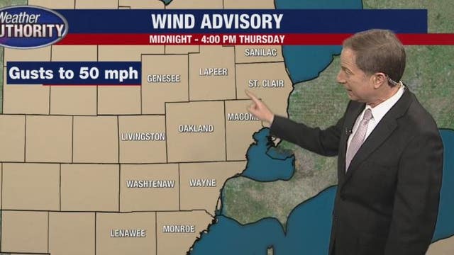 Wind Advisory overnight, some rain for Thursday