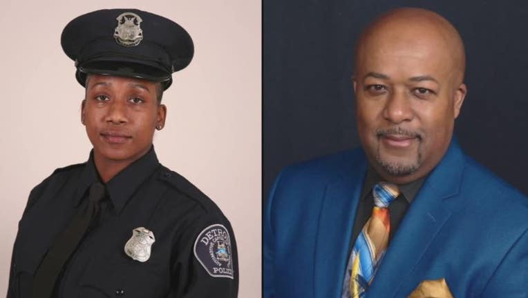 Officer Teaira Funderburg, left, late attorney Cliff Woodards