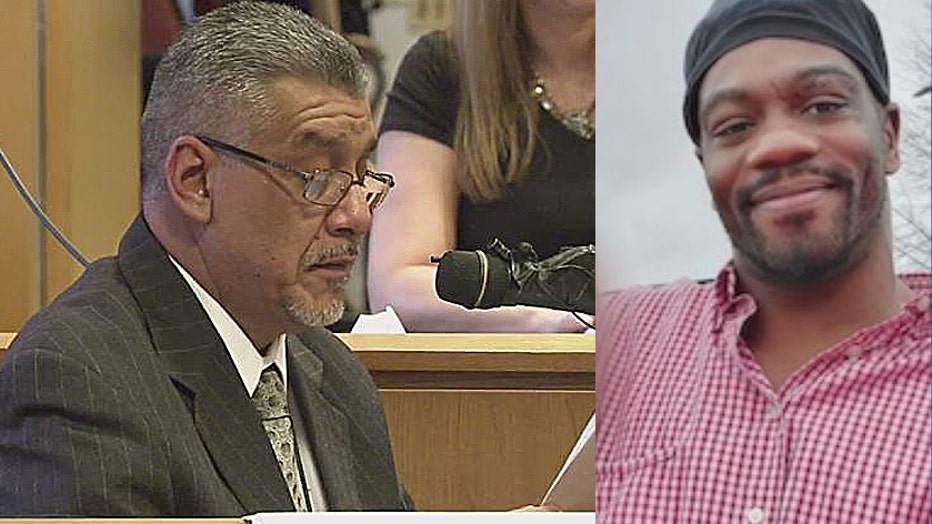 Detroit Police Detective Moises Jimenez, left, Alexandre Ansari.