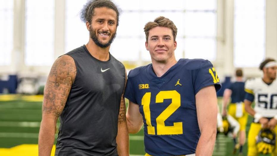 Colin Kaepernick and U-M QB Cade McNamara / Courtesy: U-M Football on Twitter.