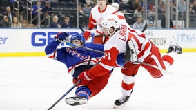 Lafreniere scores twice as Rangers blank Red Wings 4-0