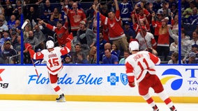 Vrana, Greiss lead Red Wings to 4-3 win over Tampa Bay