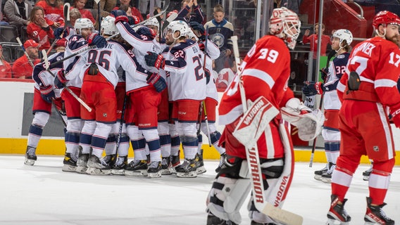Roslovic scores 3, Columbus beats Detroit 5-4 in OT