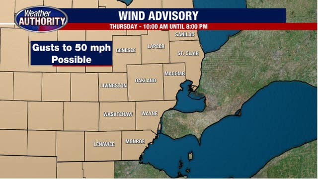 Wind Advisory Thursday with 50 mph gusts and potential outages while temperatures drop