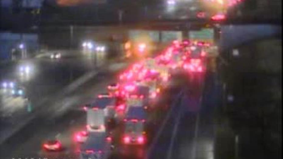 Traffic is being routed off the freeway on EB I-96 at Warren/ Photo: MDOT.