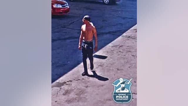 Suspect wanted after throwing brick through vehicle windshield at Detroit gas station
