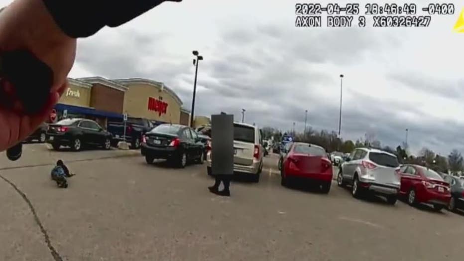 Video still taken from East Lansing police shooting bodycam recording.