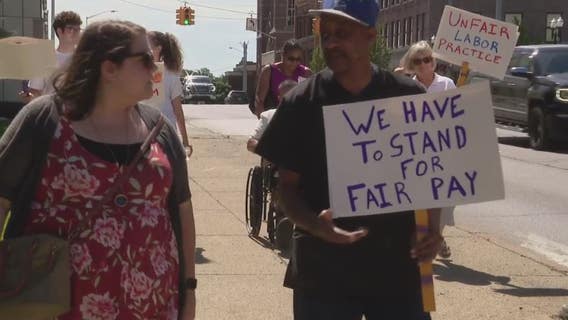 McLaren Oakland hospital workers, caregivers protest lack of living wages