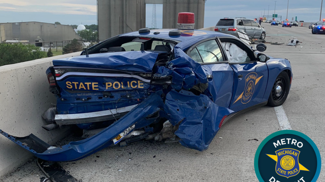 Trooper, pedestrian injured after crash on I-75 in Detroit