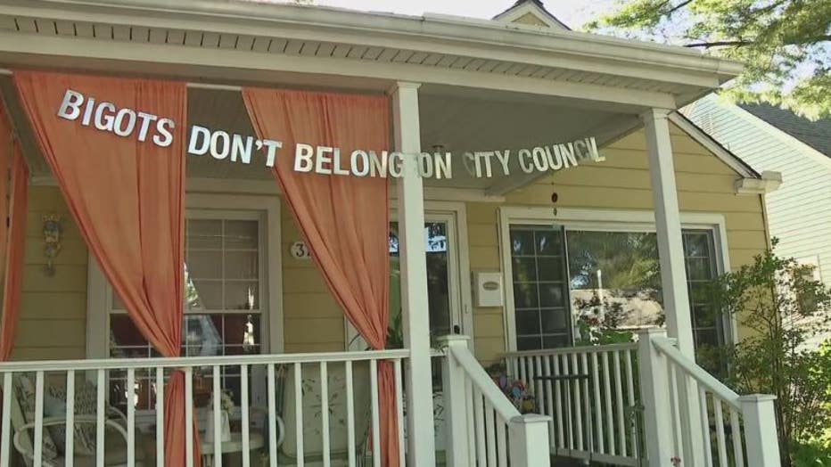 Berkley resident Julie Willhoft's sign outside her home.
