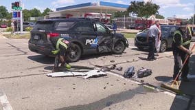 Livonia police officer injured after elderly driver hit cruiser on 5 Mile