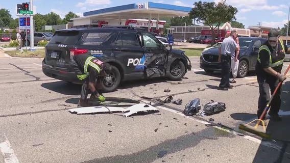 Livonia police officer injured after elderly driver hit cruiser on 5 Mile