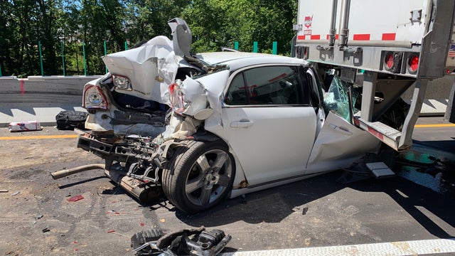 Car rear-ended by semi after crashing into semi-truck on west Michigan freeway