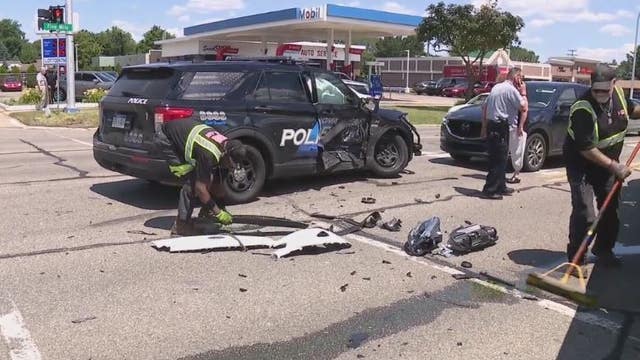 Livonia police officer injured after elderly driver hit cruiser on 5 Mile
