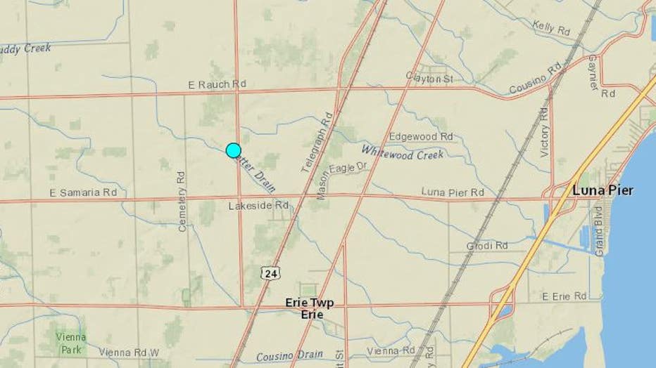 Closeup earthquake map courtesy USGS.