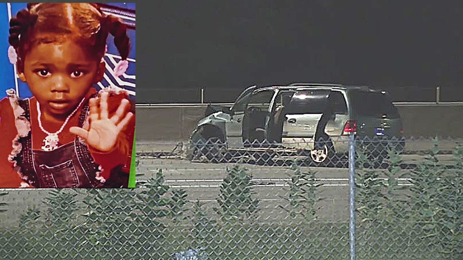 Inset: 2-year-old Vanessa who died in the Southfield freeway crash.