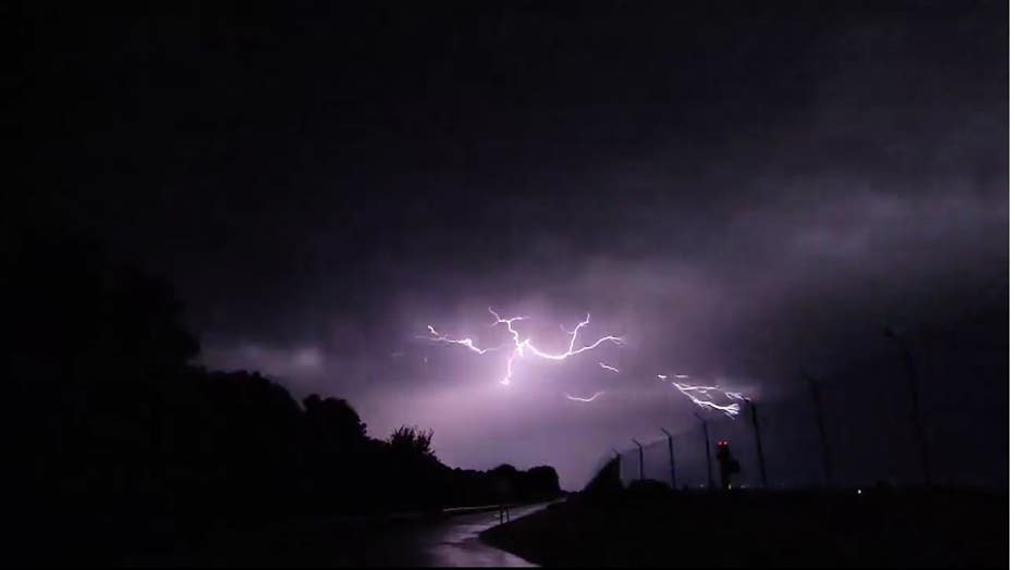 Lightning forks across west Michigan sky slow motion video captures