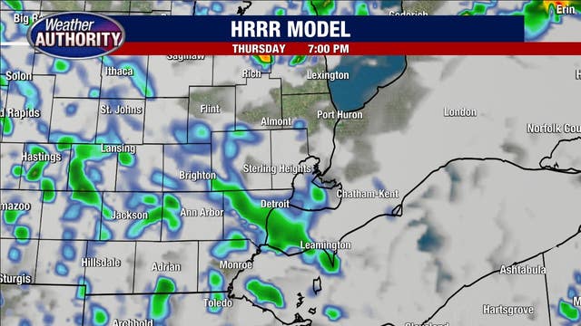 Scattered showers possible Thursday evening across Southeast Michigan