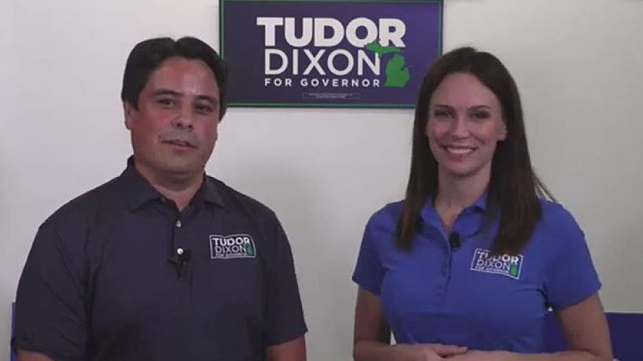 Shane Hernandez, left, Republican candidate for governor Tudor Dixon.