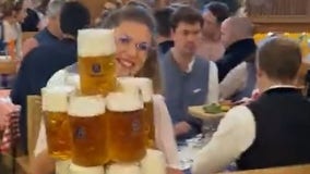 Watch this Oktoberfest server wow the room with her beer-carrying skills