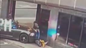 DPD officer pins fleeing motor bike rider against building with car, breaking his foot