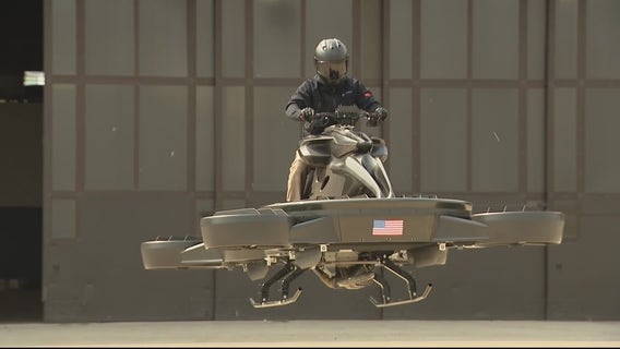 WATCH: Detroit Auto Show president takes hoverbike for a flight around City Airport