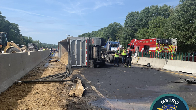 I-96 near Kent Lake Road reopens after gravel hauler crash