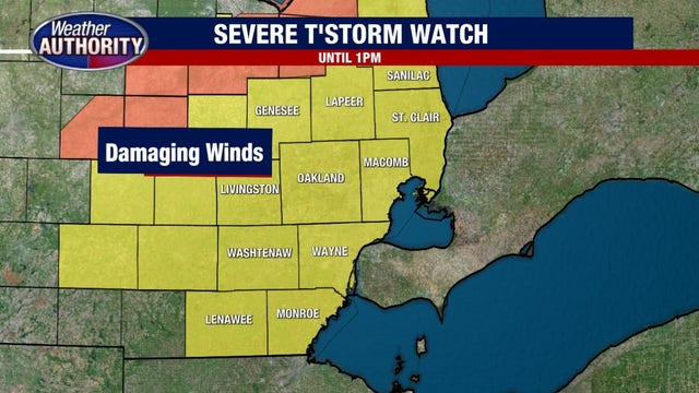 Metro Detroit Weather: Severe Thunderstorm Warning issued Wednesday