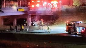 MSP: 2 killed after truck crashes; catches fire on I-94 at Stephens Road