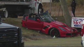 Corvette ripped in half, utility pole toppled in Macomb County crash
