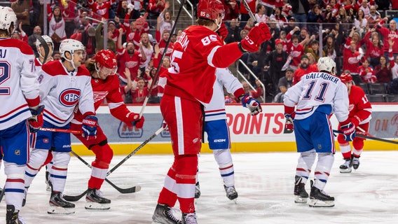 Soderblom, Husso, Lalonde have big Red Wings debuts in win