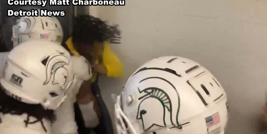 WATCH: Michigan, Michigan State players brawl in tunnel after Saturday's game