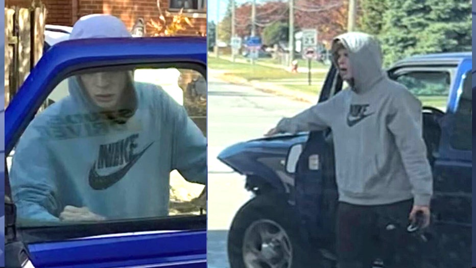 Roseville police released these photos of the pickup truck driver who is a person of interest.