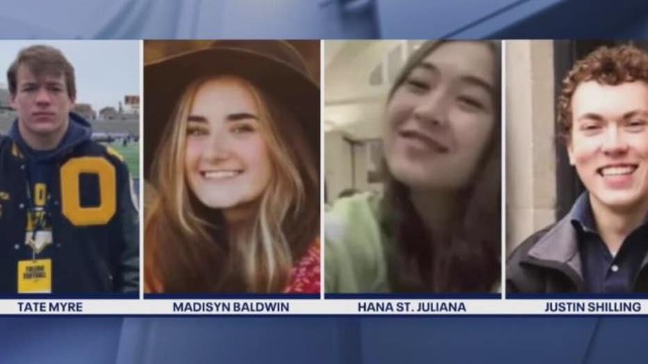 The four students fatally wounded in the Nov. 30 mass shooting at Oxford High School.