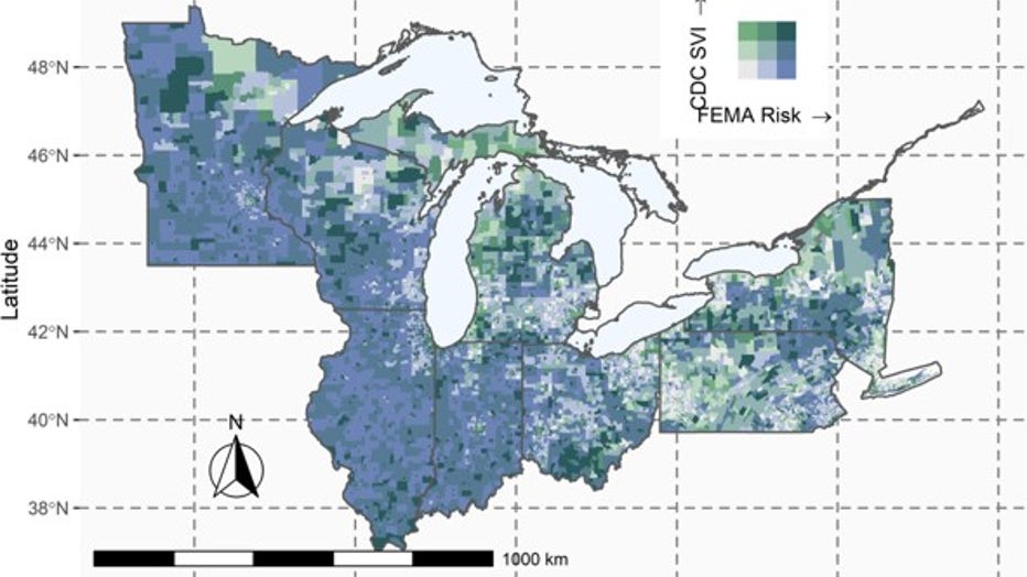 Map Shows Why More People Could Move To Michigan Great Lakes In Future   Wjbk Climate Index Map Great Lakes 101322 