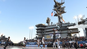 Timme's 22 lead No. 2 Zags past Spartans on carrier deck