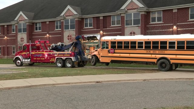Saline school bus driver crashes into elementary school