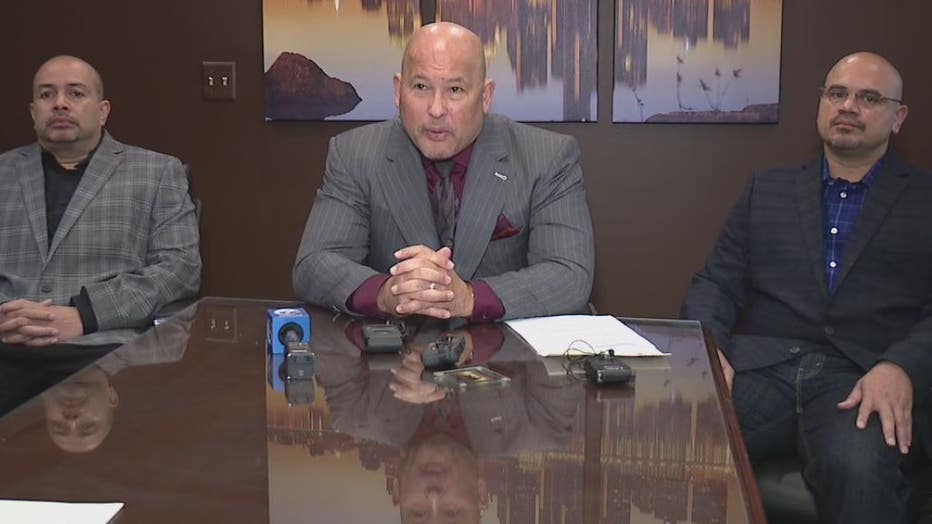 Melvin DeJesus, left, attorney Wolfgang Mueller and George DeJesus.