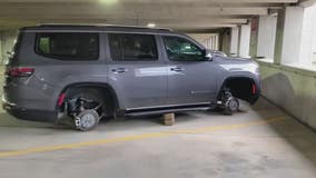 Tires and wheel stolen off family's SUV parked at DTW's Big Blue Deck