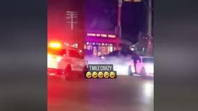 VIDEO: Drivers do donuts around fire right in front of Detroit Police at 7 Mile and Greenfield
