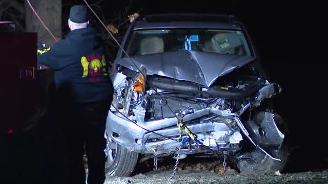 Driver ends up on shore of Hines Park's Nankin Lake after running stop sign, causing crash
