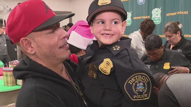 4-year-old chief for a day battling brain cancer gets Christmas party from Detroit police