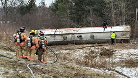 Tanker crashes, spilling 4,000 gallons of fuel along west Michigan freeway