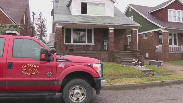 Small children rescued from burning home by cousin driving by, on Detroit's east side