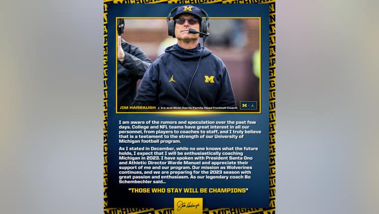 Jim Harbaugh stays in Michigan