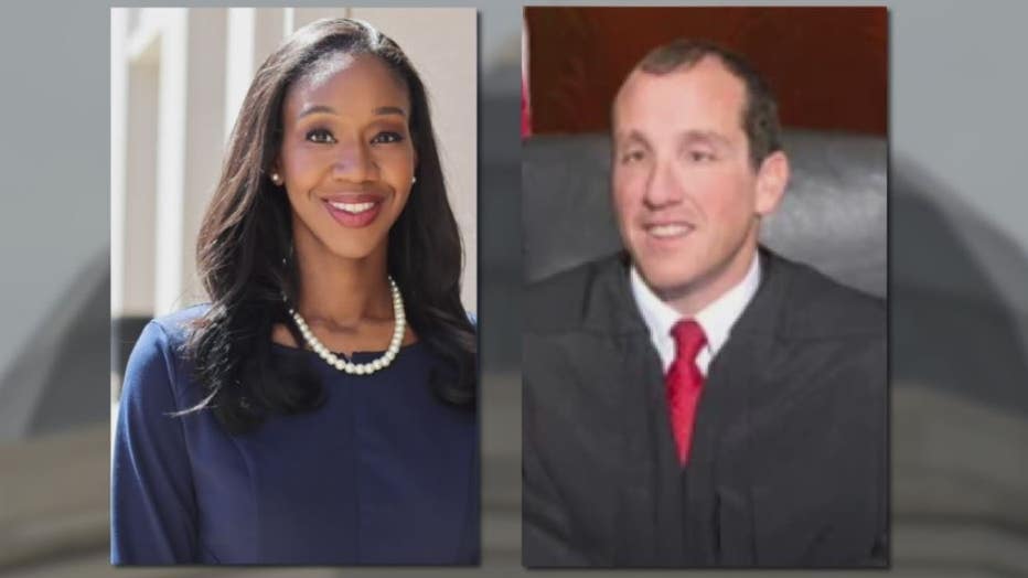 Justice Kyra Harris Bolden, left, Justice Richard Bernstein