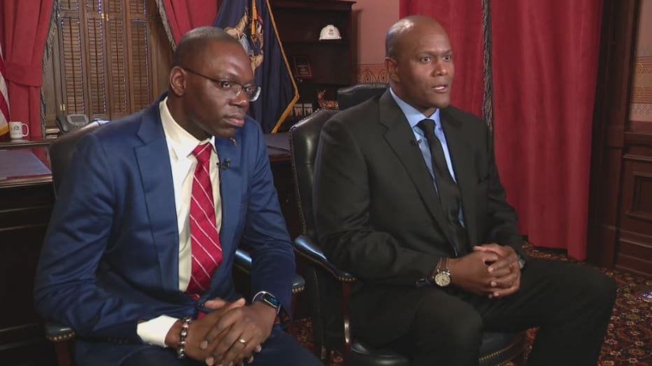 Lt. Gov. Garlin Gilchrist, left, and House Speaker Joe Tate (D-Detroit).