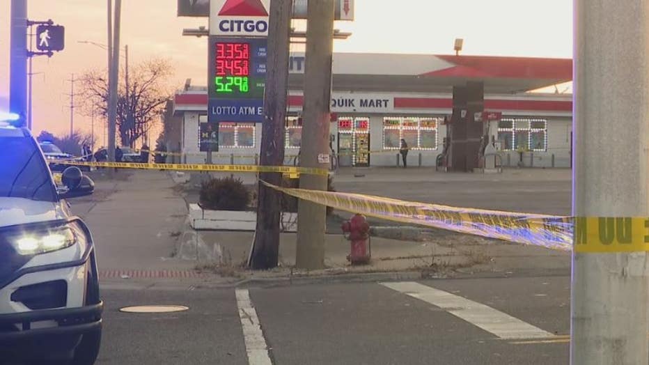 Detroit police respond to shooting involving officer on Eight Mile.
